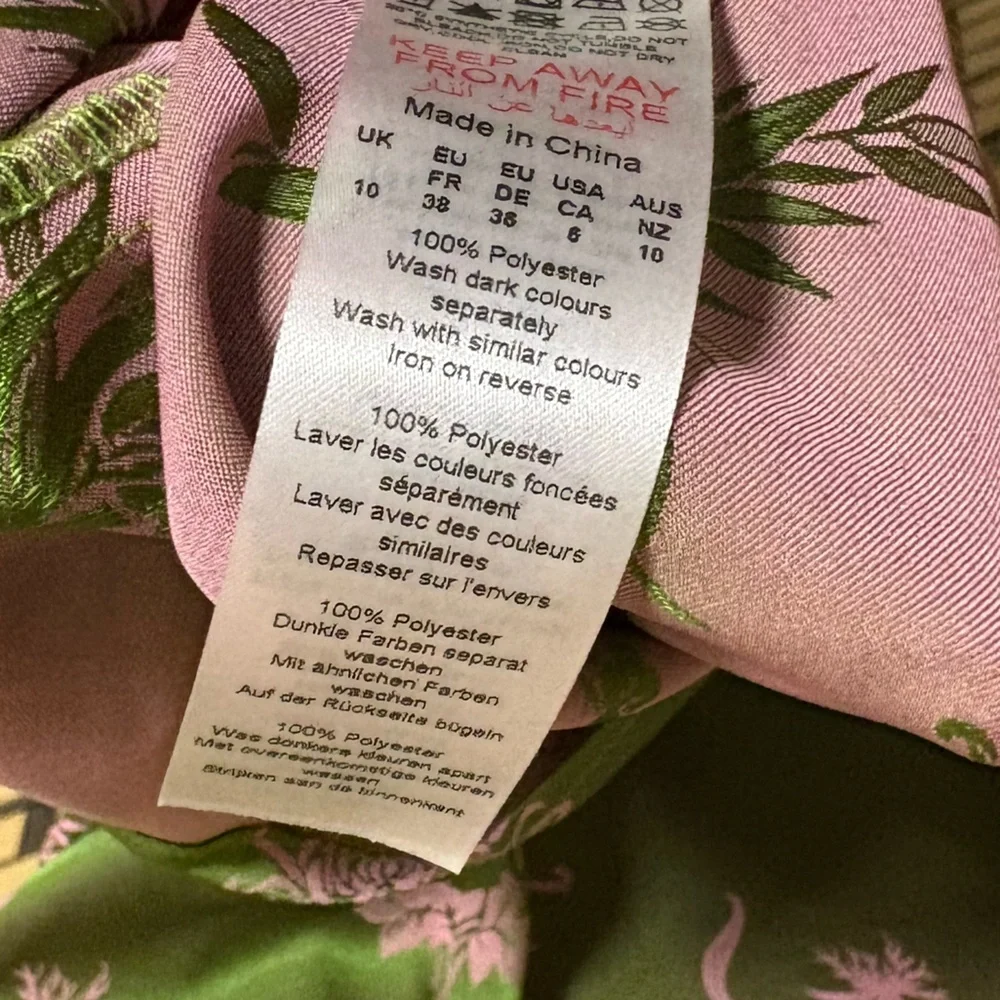 Nasty Gal Pink And Green Satin Floral Lace Nightie‎ Slip Dress Size 6 - Picture 8 of 9